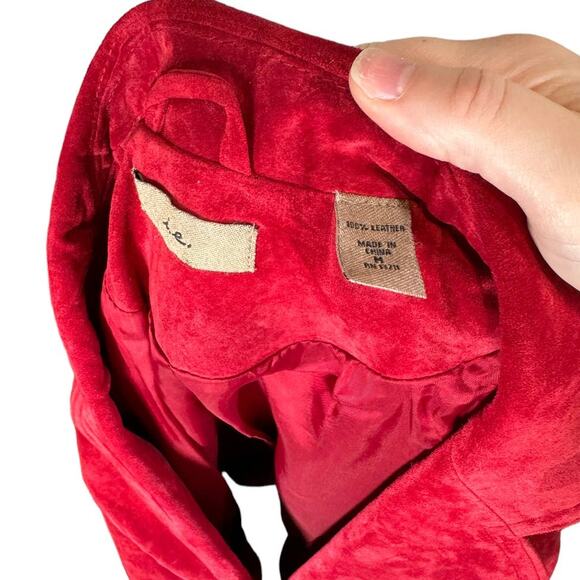 Vintage i.e. Red Suede Blazer 90s Y2K Dark Academia Medium - Picture 5 of 8